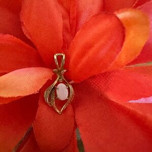 Vintage Gold-Tone Pendant with Opaque Glass Stone
